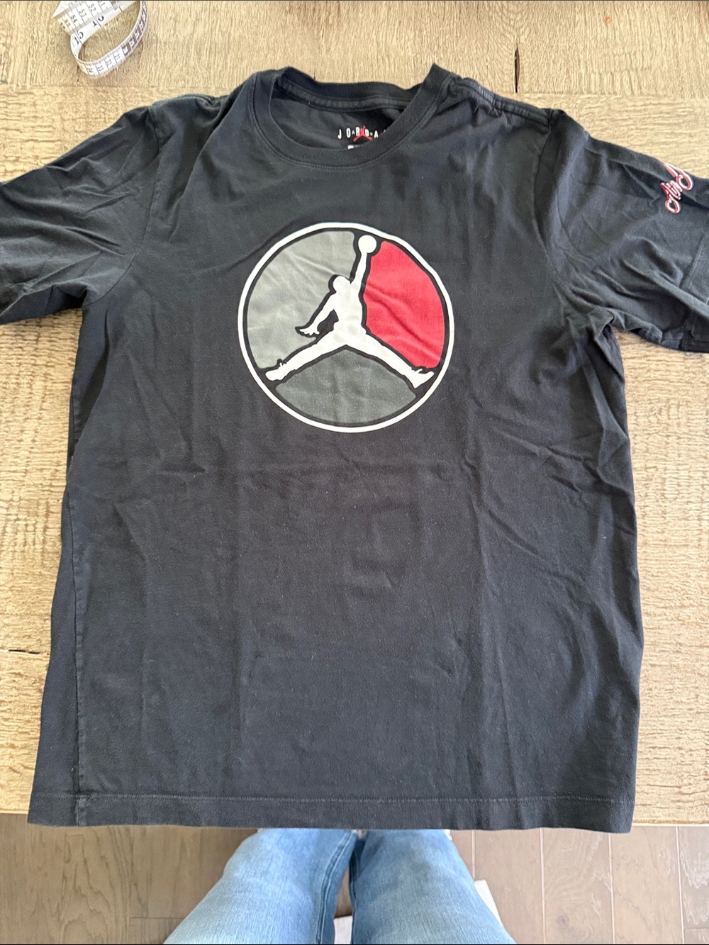 Jordan Black T-Shirt with Red and Gray Jumpman Circle